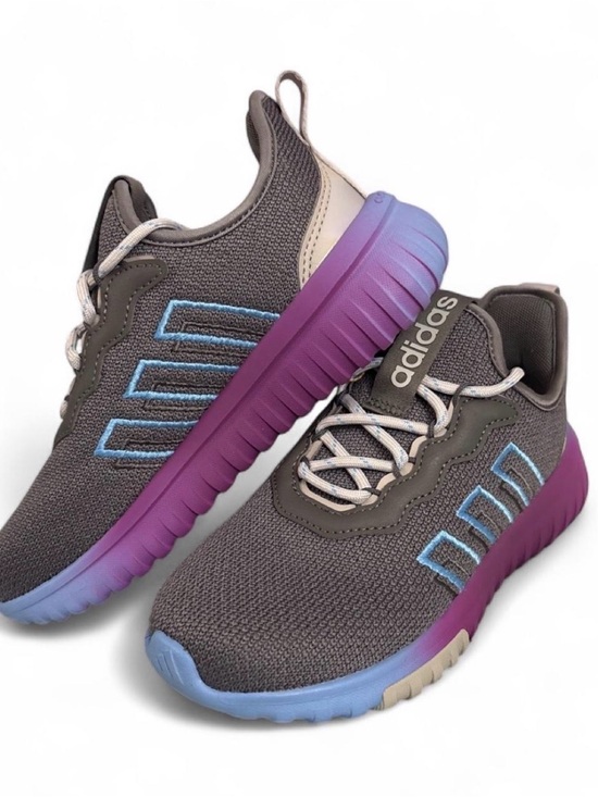 adidas Other - adidas Kids Gray Knit Sneakers with Purple-to-Blue Gradient Sole